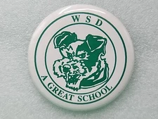 Vintage WSD Washington School For The Deaf Terrier Dog Button Pin Vancouver Rare