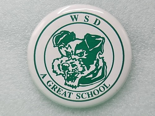 Vintage WSD Washington School For The Deaf Terrier Dog Button Pin Vancouver Rare - Picture 1 of 5