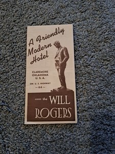 Vintage Brochure for Will Rogers Hotel Claremore Oklahoma Route 66