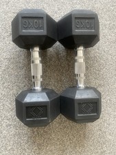 Hex Dumbbells 12.5kg Pair Hexagonal Weight Rubber Encased For Home Gym Fitness
