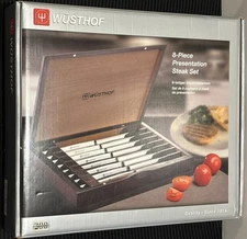 Wusthof 8 Piece Presentation Stainless Steel Steak Knife Box Set New In Box