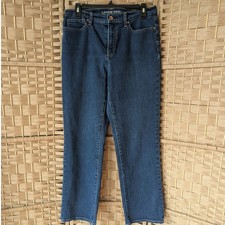 Lands' End High Rise Straight Leg Jeans Womens Sz 10 Dark Wash Classic Denim