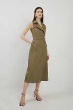 Karen Millen camicia abito midi UK8 in verde prezzo di listino £229