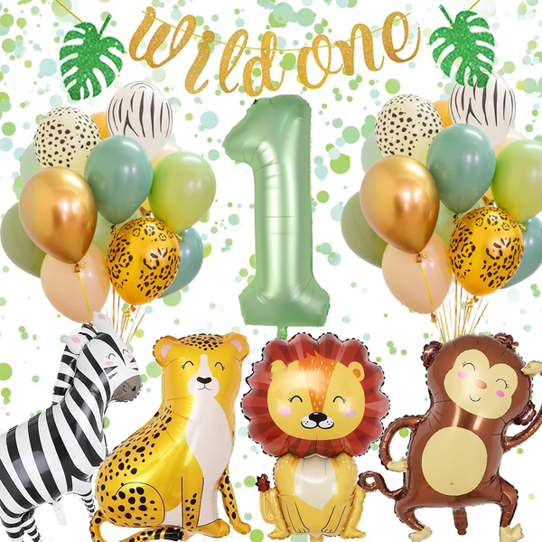1 Jahr Wild One Geburtstag Deko Safari Luftballons Dschungel Kindergeburtstag-image