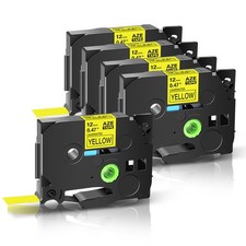 For Brother P-Touch TZ-631 TZe-631 12mm Label Tape Black on Yellow PT-D210 5Pack