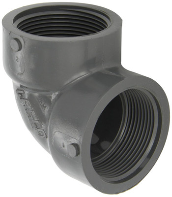 PVC Pipe Fitting, 90 Degree Elbow, Schedule 80, Gray, 2'' NPT Female