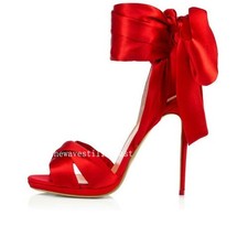 Women's Elegant Party Open Toe Stiletto Satin Sandals Dress Wedding Pumps Shoes