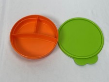 New Tupperware Divided Dish Container Orange Green Kids Feeding Bowl