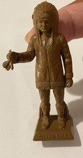 Vintage Marx Sitting Bull Plastic Figure Square Base 3" x 1" Native American