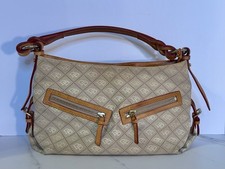 Dooney and Bourke Women s Beige Canvas Braided Strap Shoulder Bag Purse