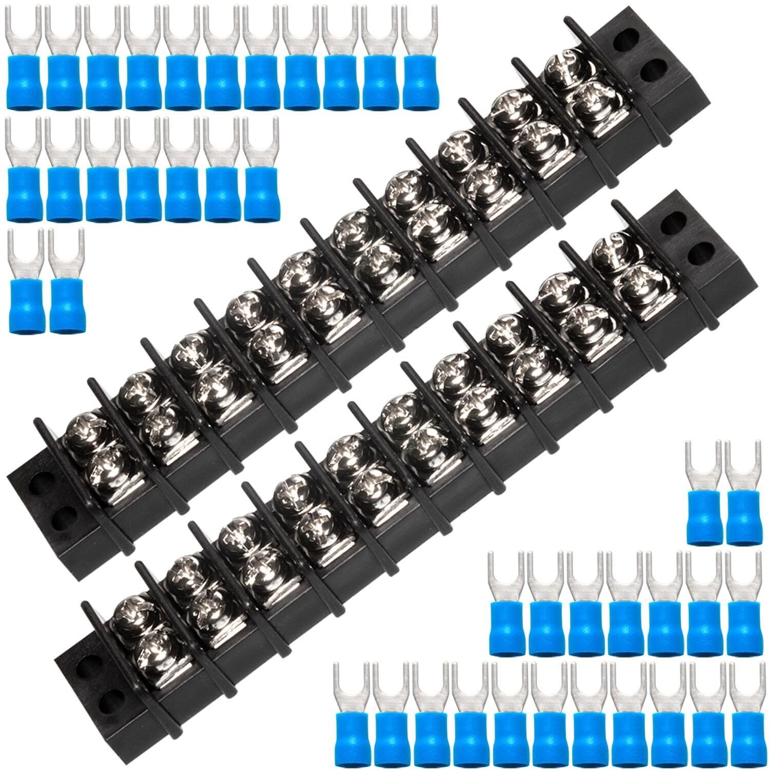 Terminal Block - 2 Pack 10 Positions 200v-450v 20-30A Dual Row Screw Terminal...