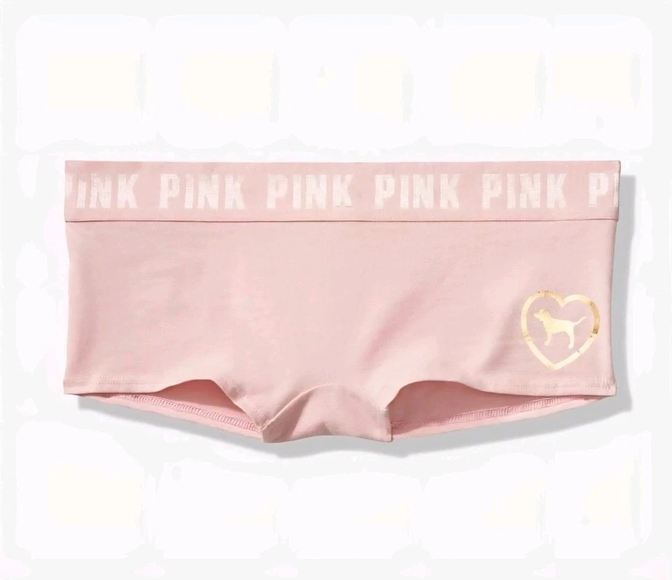 Victoria Secret ROSA Boyshorts Paquete de 5 Bragas Ropa Interior Perro Santa Logo Talla M Foto 2 de 4