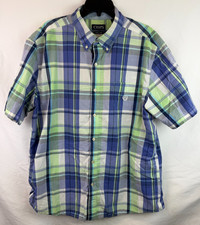 Chaps Easy Care Short Sleeve Plaid Button Down Men's Size XXL