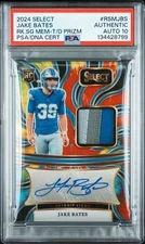 JAKE BATES 2024 Panini Select Tie-Dye Prizm RPA RC Detroit Lions AUTH/25 AUTO 10