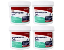 Leader Medicated Hemorrhoidal Pads Witch Hazel 50%, 100 Count - 4 Pack