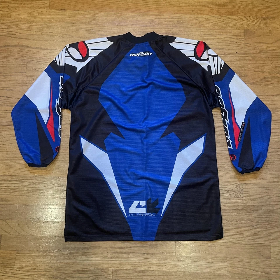 No Fear Elektron F4 Jersey Mens Large Blue Motocross MX Racing Vtg Shirt BMX y2k - Image 2 of 4