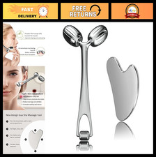 Gua Sha Facial Tools  Face Roller Set - Stainless Steel Massage Tool for Skinca