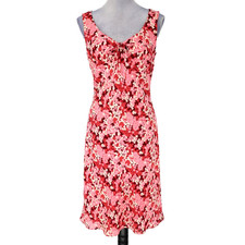 Loft Dress Womens 6 Pink Floral Lined Bias Cut Empire Waist Sleeveless Vtg Y2K