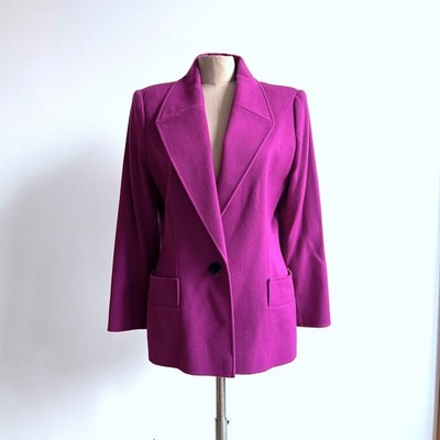 Classic 1990s Y2K Genny Tailored Wool Blazer Jacket Italy Purple Pink Luxury