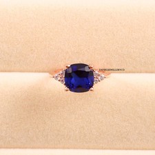 Blue Sapphire Ring, September Birthstone, Wedding Ring, Lab Created Sapphire