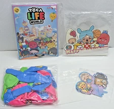 Toca Life World Birthday Party Decorations Banner Balloons Cake Cupcake Toppers