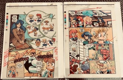 MALIBU COMICS PROJECT AKO #1 (2) COLOR ACETATE SEPERATION COMIC ART PAGE LOT