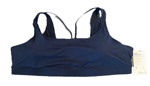 Athleta Exhale Sports Bra Size 3X Navy Blue Yoga Running Workouts Walking