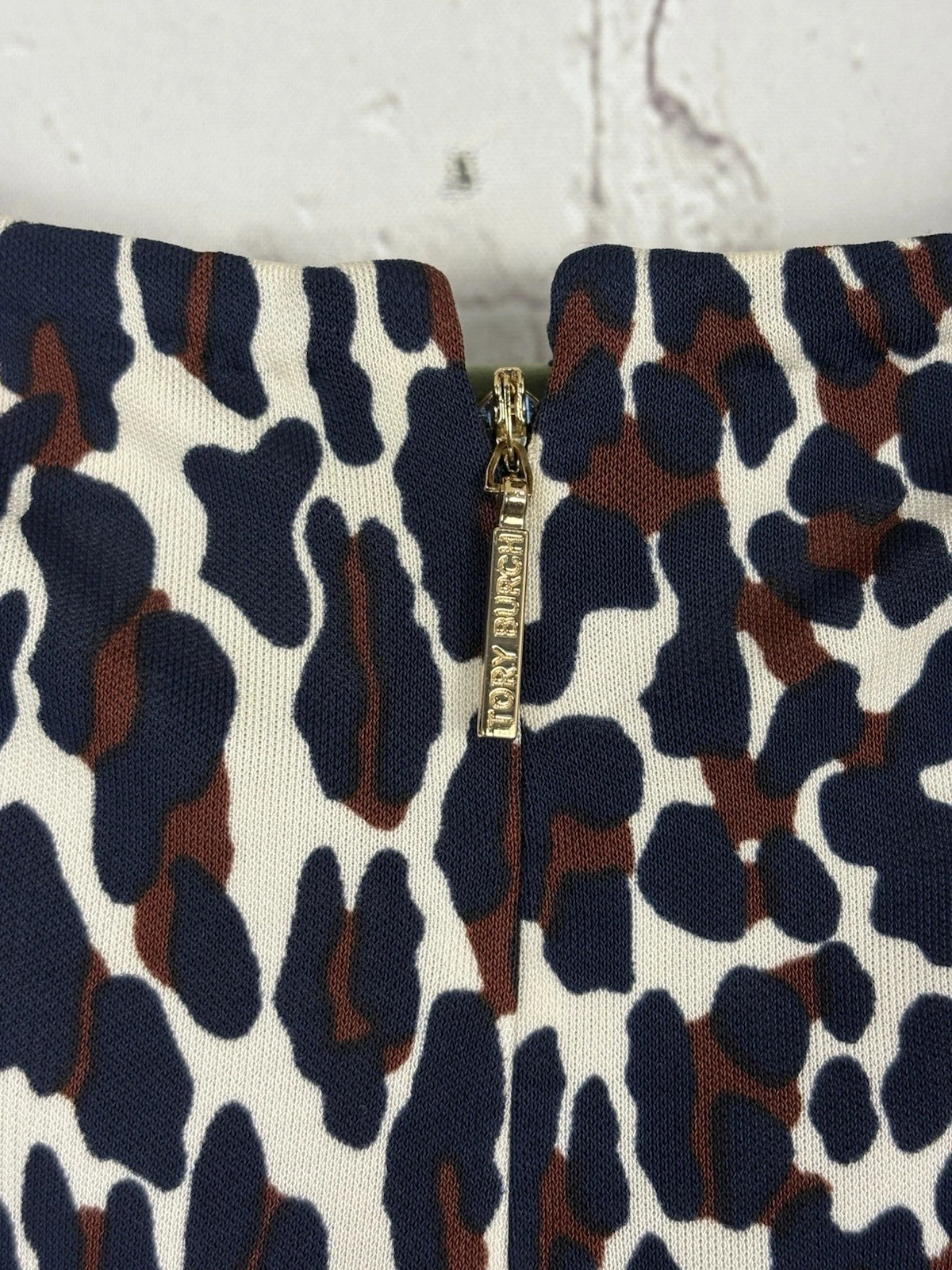 Abito Tory Burch stampa leopardata manica lunga increspato davanti body con taglia large