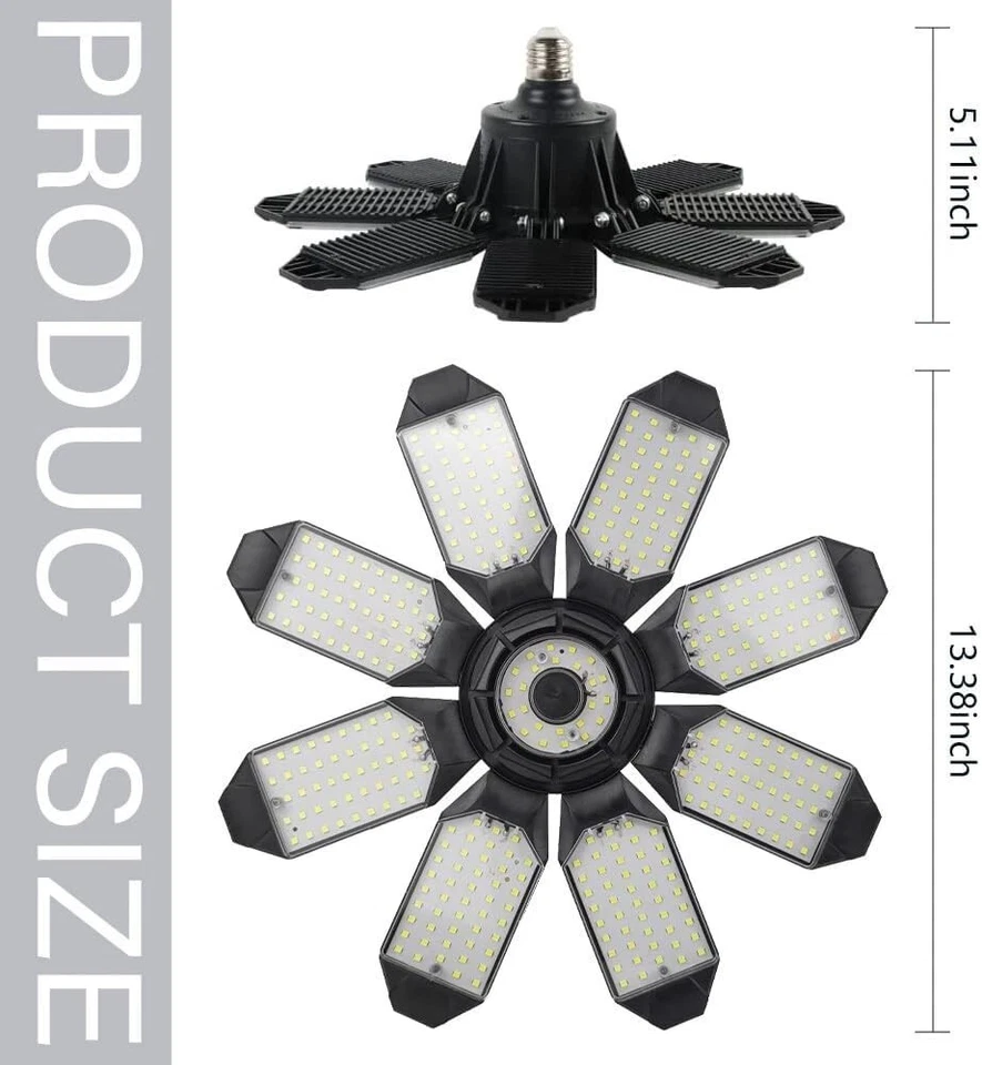 4 PACK 200W LED Garage Light Super Bright Shop Ceiling Lights Deformable - Image 3 of 4