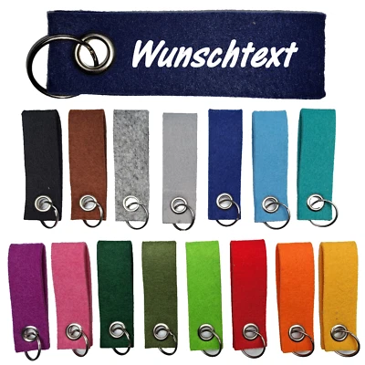 HANDGEFERTIGT Filz Schlüsselanhänger personalisiert mit Name / Wunschtext / beidseitiger Druck