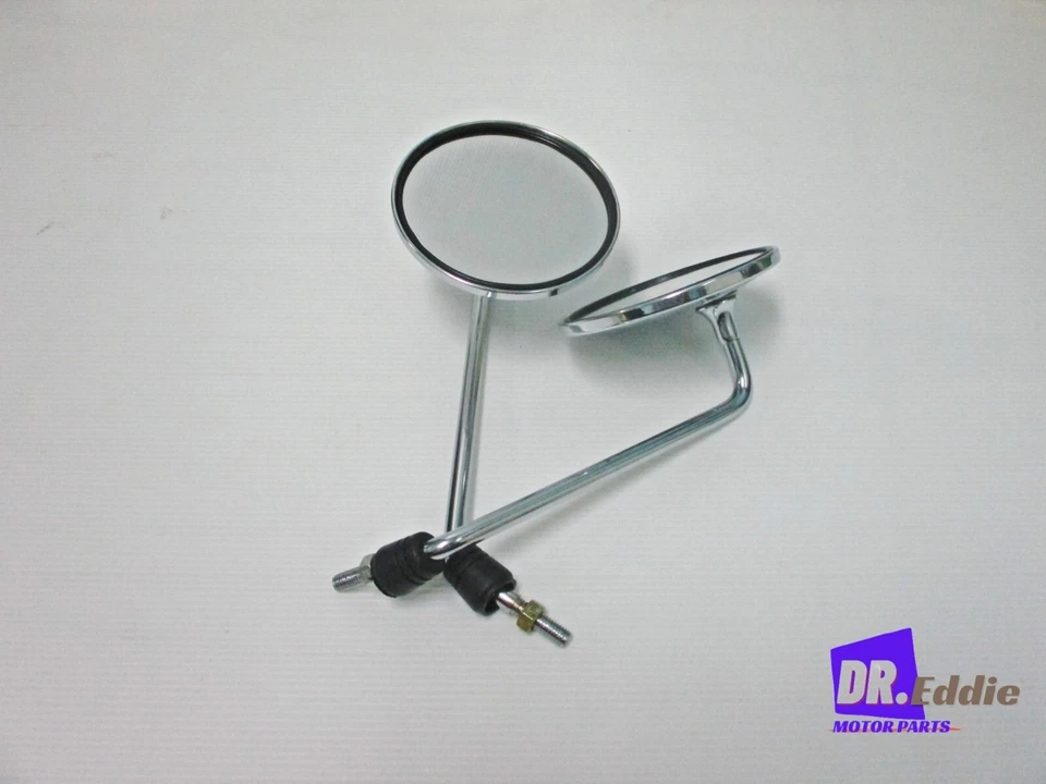 YAMAHA CHAPPY LB50 LB80 Y80   Chrome Mirror set 8mm. LH+RH RUBBER   #BI4309# Foto 2 de 4