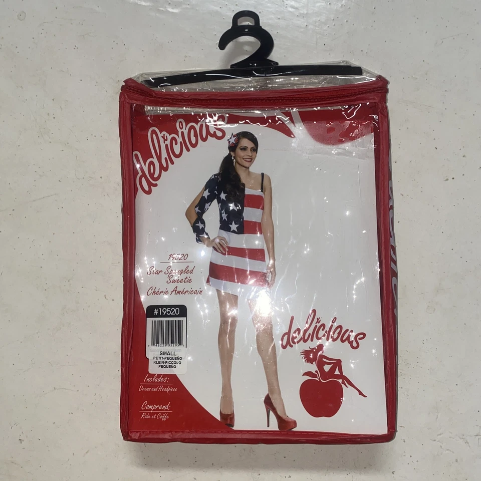 Disfraz de Sweetie Star Spangled 4 de Julio Vestido Elegante Pequeño 2-6 Rayas Bandera EE. UU. Foto 3 de 4