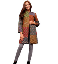 Nwt SACRED THREADS hippy batik boho pocket patch cotton lined JACKET COAT TOP M
