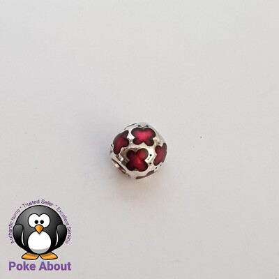 PANDORA 790438EN07 WINE RED BUTTERFLY ENAMEL BEAD RARE RETIRED Authentic Ale