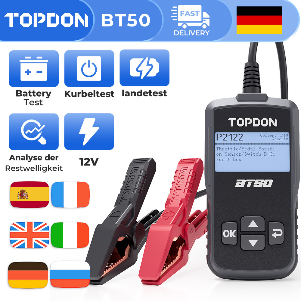 TOPDON BT50 testeur de batterie de voiture 12V pour vos trajets et vacances d'hiver
