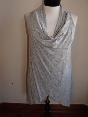 OLIVIA SKY LIGHT KNIT CARDIGAN SZ. M- BLACK WHITE GRAY- UNIQUE- 2 WAY WEAR