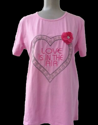 NEU* XL *  L U B N A - LOVE IS IN THE AIR*Damen Long Shirt Polterabend*Rosa Pink
