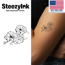 SteezyInk temporary tattoo Morning Flowers last upto 2 weeks 2 x 2 inch