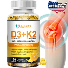 Vitamin K2 D3 Softgel Capsules Extra Strength D3 K2 Supplements with 5000 IU NEW