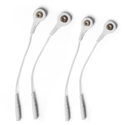 4 - TENS Lead Wire Adapters, Convert 2mm Pin to 3.5mm Snap White