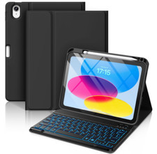 Hamile for iPad 11th 10th Generation Case with Backlit Wireless Keyboard Black