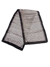 VTG Geometric Beige Brown Acrylic Rectangle Scarf 42  X 11  Made In Japan