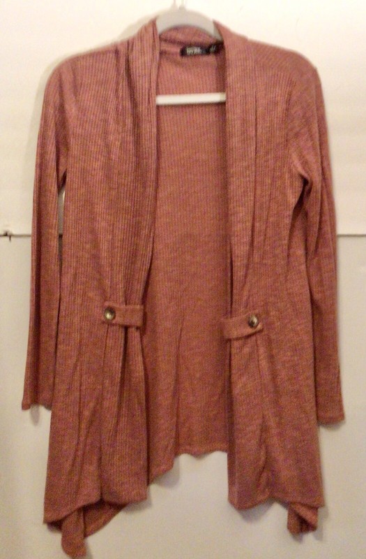 WOMENS SIZE M OPEN FRONT LIGHTWEIGHT KNIT TUNIC TOP BLUSH