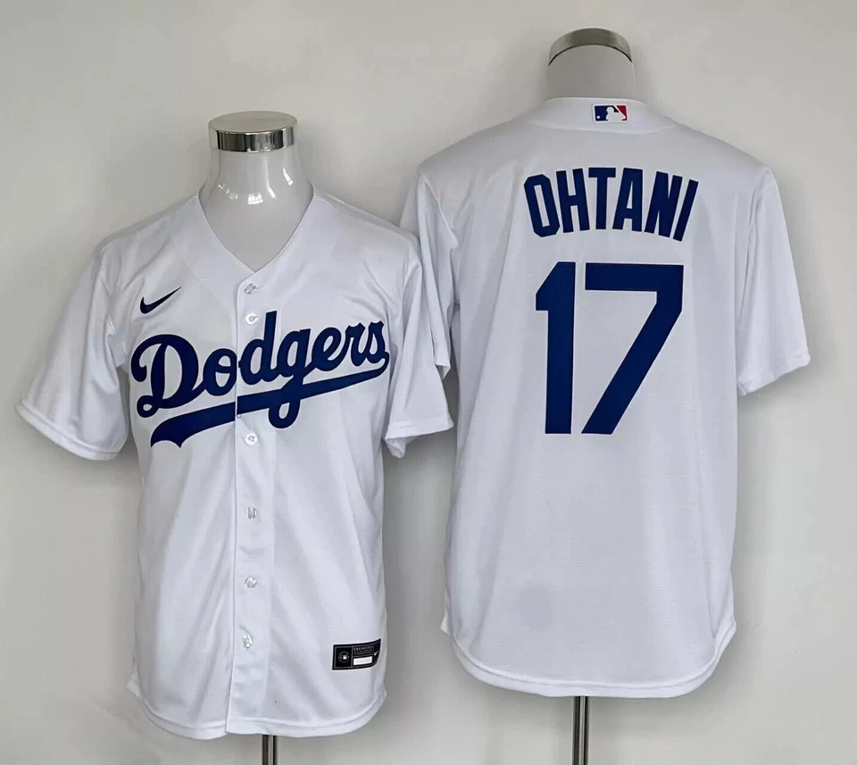 HOT Men's Shohei Ohtani #17 DODGERS Men's Jersey White Blue All Stitched - Image 4 of 4