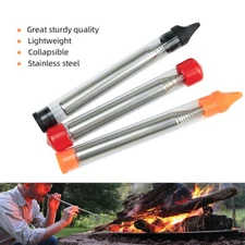 Fire Blowing Tube 8 Sections Retractable Collapsible Mouth Blowpipe Fire Tool