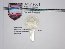 Key Blank for Volkswagen, BMW, D.K.W., Volvo, Opel 1950's (see code series) 62VO