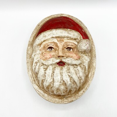 Vintage Kurt Adler Santa Claus Papier Mache Box Storage Decorative Oval 3D *READ