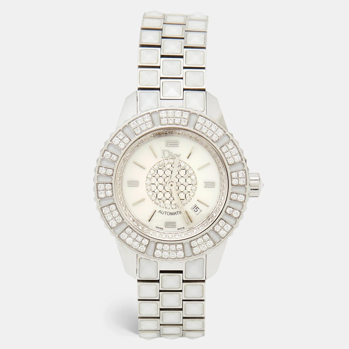 Dior Mother Of Pearl Diamonds Stainless Steel Christal