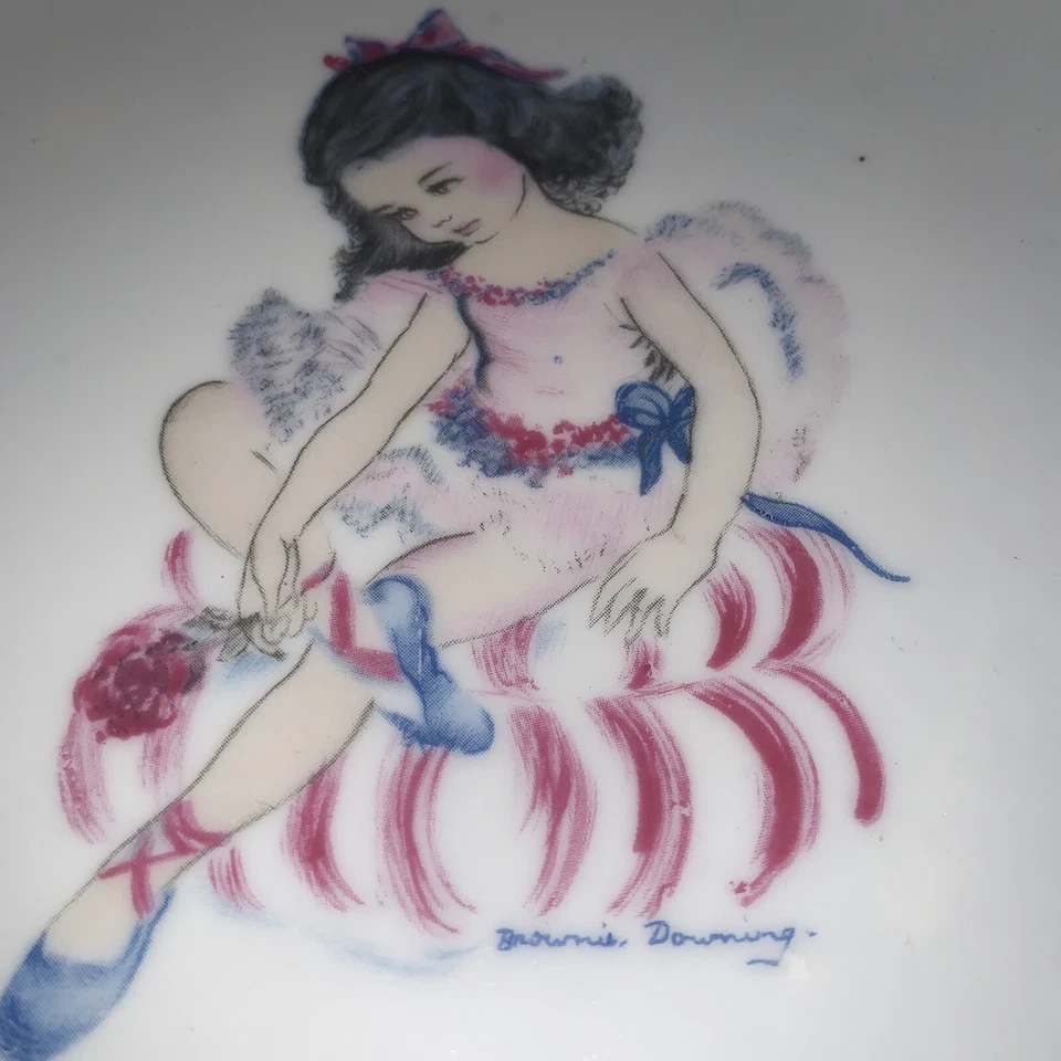 BROWNIE DOWNING SIGNED, HAND PAINTED, BALLERINA DESIGN WALL PLAQUE . 20.5 Ex Con - image 2 of 4