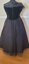 Vintage 1980s Zum Zum Velvet And Lace Strapless Dress Marked Size 7/8